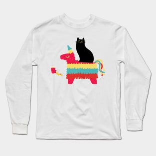 Cat riding piñata Long Sleeve T-Shirt